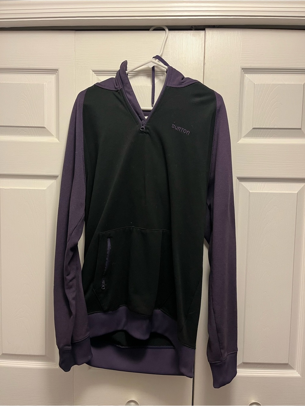 Burton Black and Purple Hooded Quarter-Zip Pullover